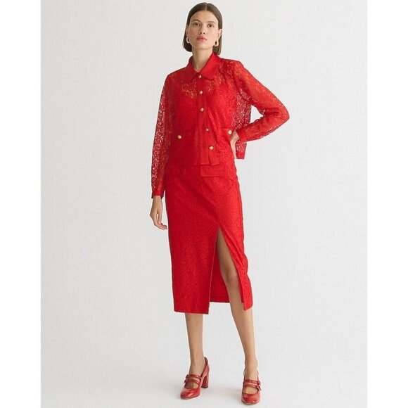 J. Crew Side Slit Pencil Skirt with Lace in Black 12 New Womens Cocktail Holiday - Picture 9 of 9